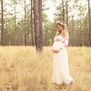 Floral long sleeve custom made maternity gown